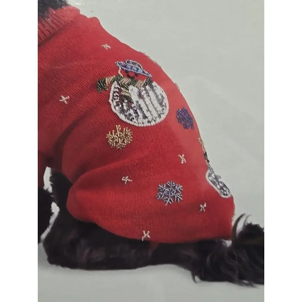 NEW Pet Costume, Chritsmas Sweater Holiday Sequined Snowman SIZE Small Red